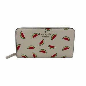 Kate Spade Cream/Red/Green Watermelon Leather Rectangle Wallet